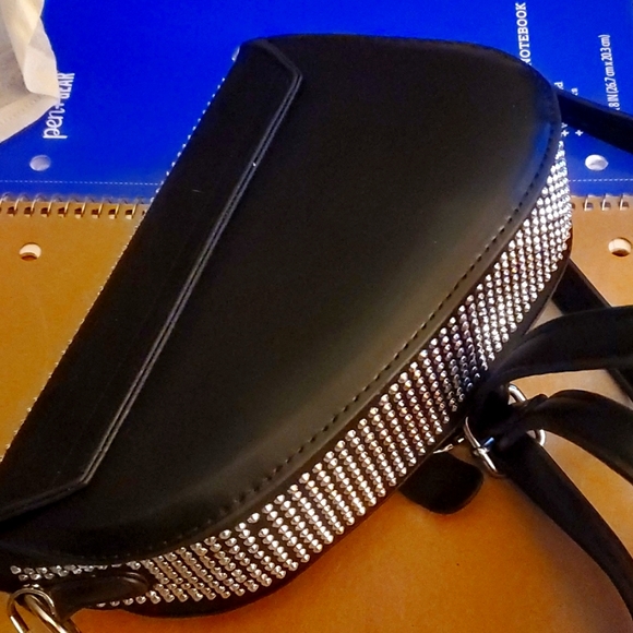 Nwot Women Studded Saddle Shoulder Bag Shining Rhinestone Clutch Purse mini - Picture 4 of 5